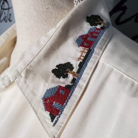 Vintage Alfred Dunner Button Down with Embroidered Collar, 12 - Picture 3 of 7